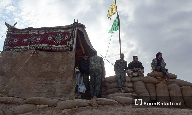 عناصر من وحدات حماية الشعب الكردية في مدينة القامشلي (عنب بلدي)