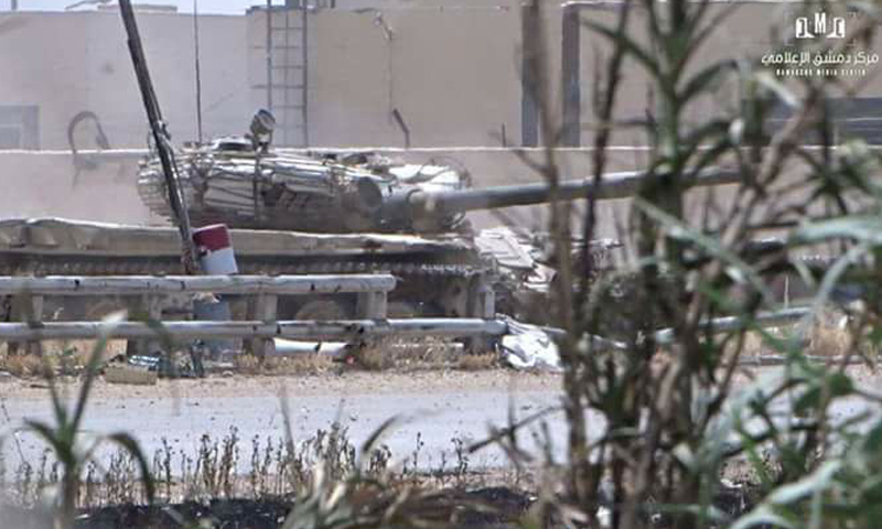 دبابة لقوات الأسد على جبهة القابون- الخميس 27 نيسان (مركز دمشق الإعلامي)