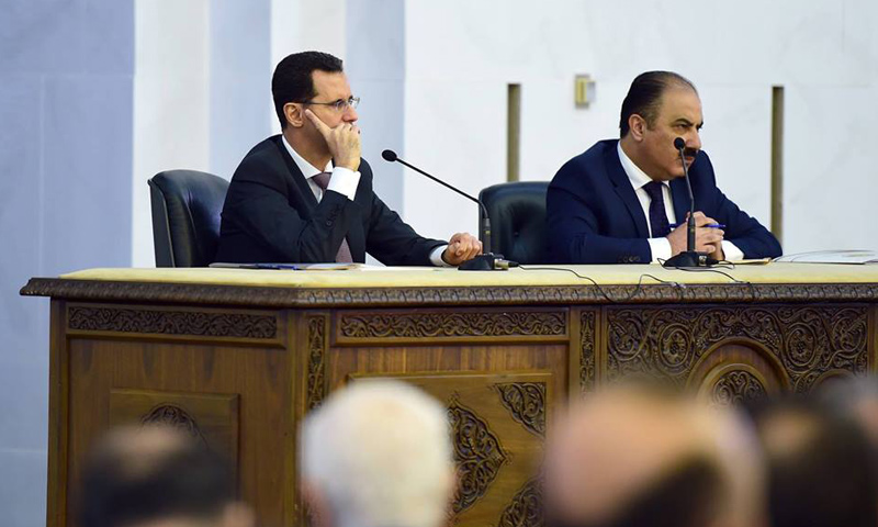 بشار الأسد إلى جانب هلال الهلال في اجتماع القيادة القطرية- السبت 22 نيسان (حزب البعث)