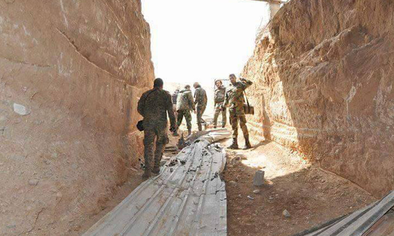 نفق يربط بين القابون والغوطة الشرقية قالت قوات الأسد إنها سيطرت عليه- الاثنين 24 نيسان (فيس بوك)