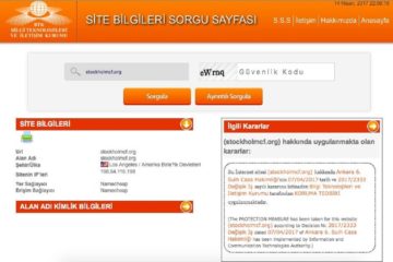 رسالة صفحة "الاستفسار عن معلومات الموقع" حول سبب حجب الموسوعة الحرة في تركيا- 29 نيسان (إنترنت)