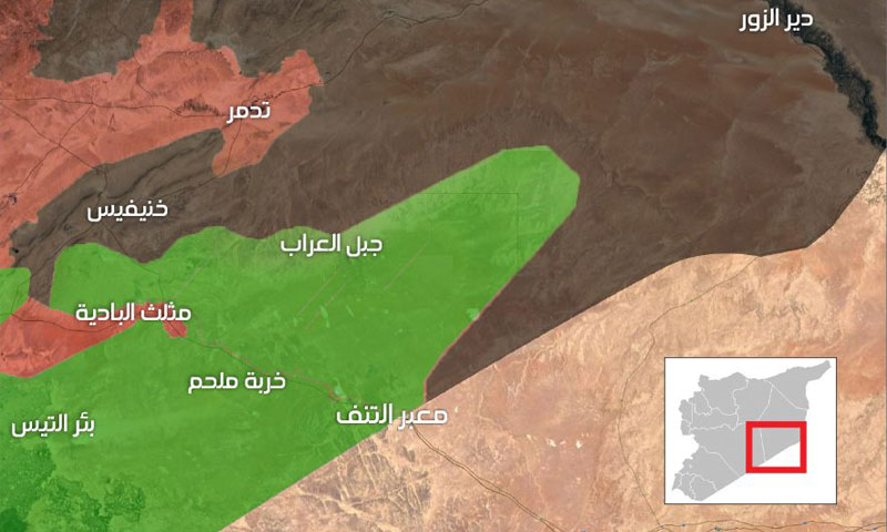 خريطة السيطرة في المنطقة الشرقية من سوريا - 13 أيار 2017 (عنب بلدي)