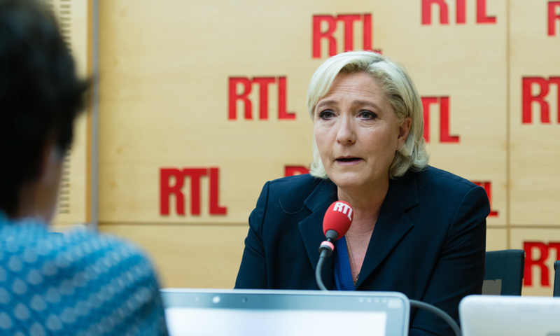 زعيمة اليمين المتطرف الفرنسي مارين لوبان في لقاء مع راديو "RTL" الفرنسي - الاثنين 29 أيار - (RTL Radio)