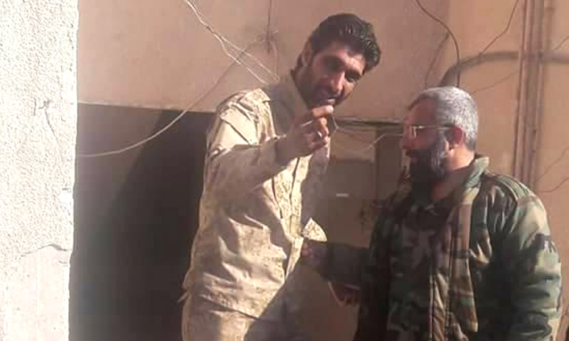 الجبوري وغياث دلة، قائد "قوات الغيث" في "الفرقة الرابعة" التابعة لقوات الأسد (تويتر)