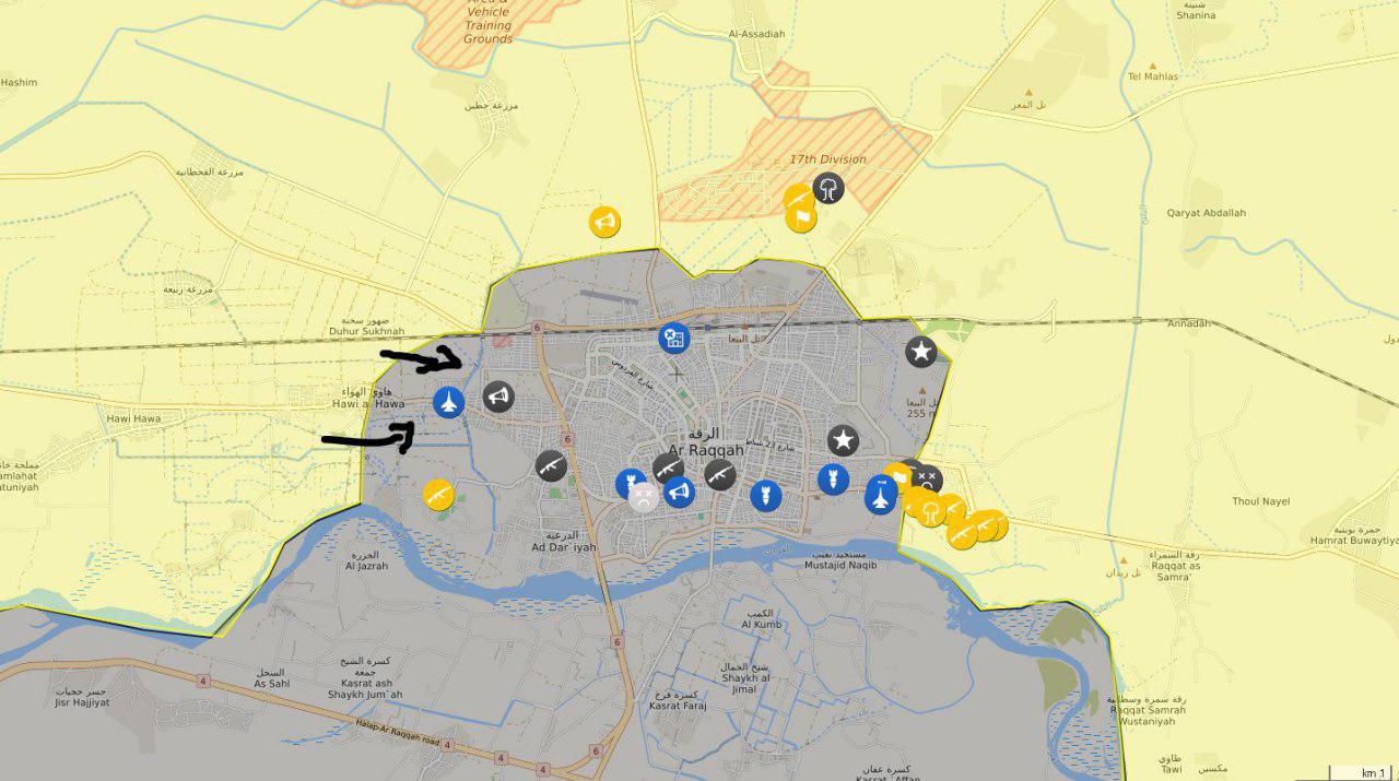 خريطة ميدانية تظهر تقدم قسد في محيط مدينة الرقة - 9 حزيران 2017 - (غضب الفرات)