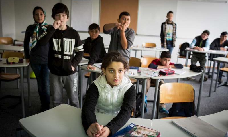 أطفال سوريون في مدرسة ألمانية - (يونيسف)