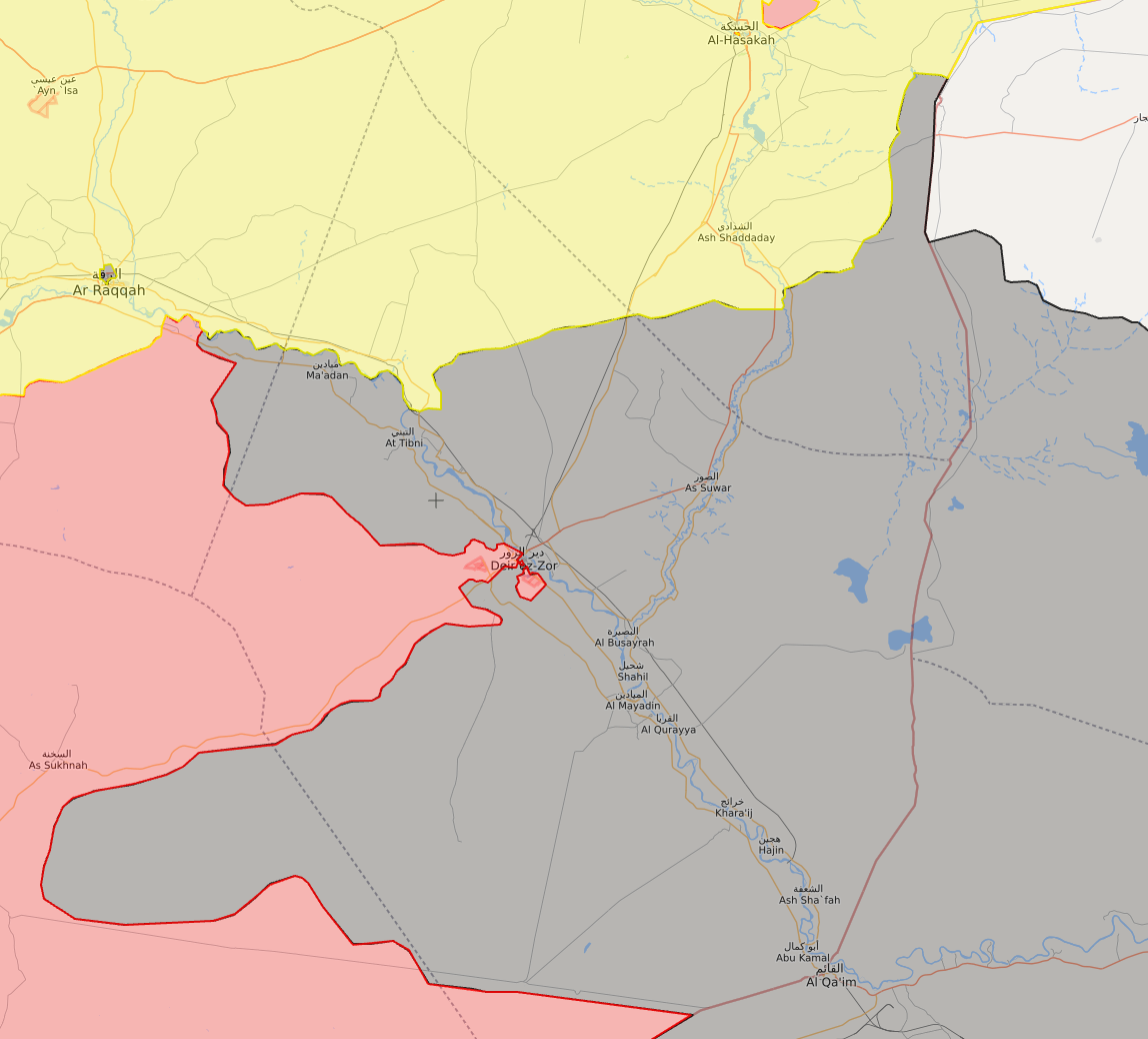 خريطة السيطرة في محافظة دير الزور - 9 أيلول 2017 (livemap)