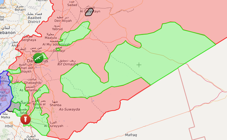 خريطة السيطرة الميدانية على الحدود السورية الأردنية – 10 تشرين الأول 2017 – (livemap)