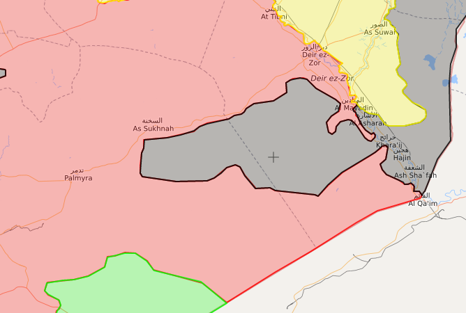 خريطة توضح نفوذ قوات الأسد في محيط مدينة البوكمال- 22 تشرين الثاني 2017 (livemap)