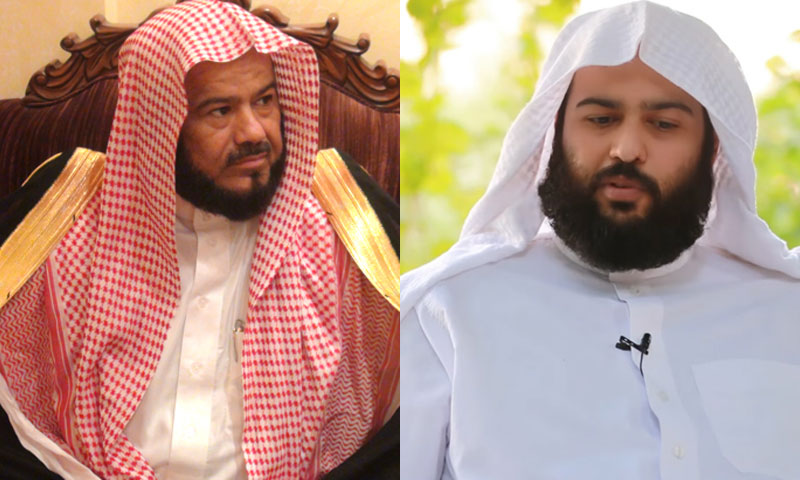 الشيخ محمد المحيسني (يسار الصورة) وابنه عبد الله المحيسني (يمين)