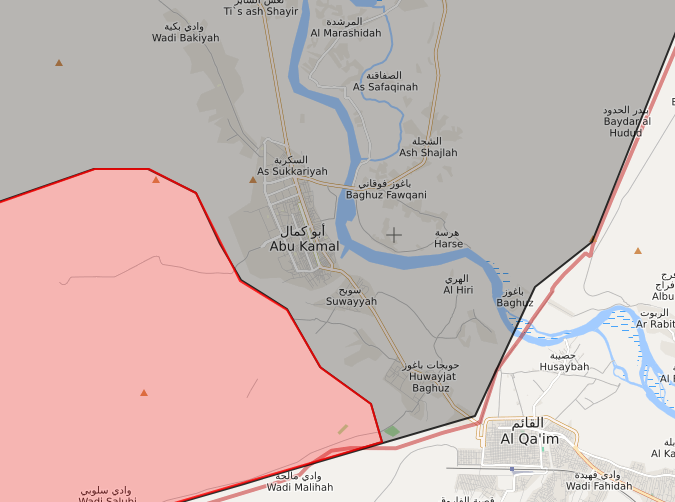 خريطة توضح وصول قوات الأسد إلى مدخل البوكمال الغربي - 8 تشرين الثاني 2017 - (LIVEMAP)