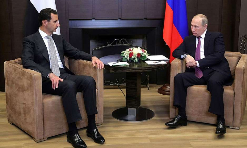 الرئيس الروسي فلاديمير بوتين ورئيس النظام السوري بشار الأسد في سوتشي - 21 تشرين الثاني 2017 (وكالات روسية)