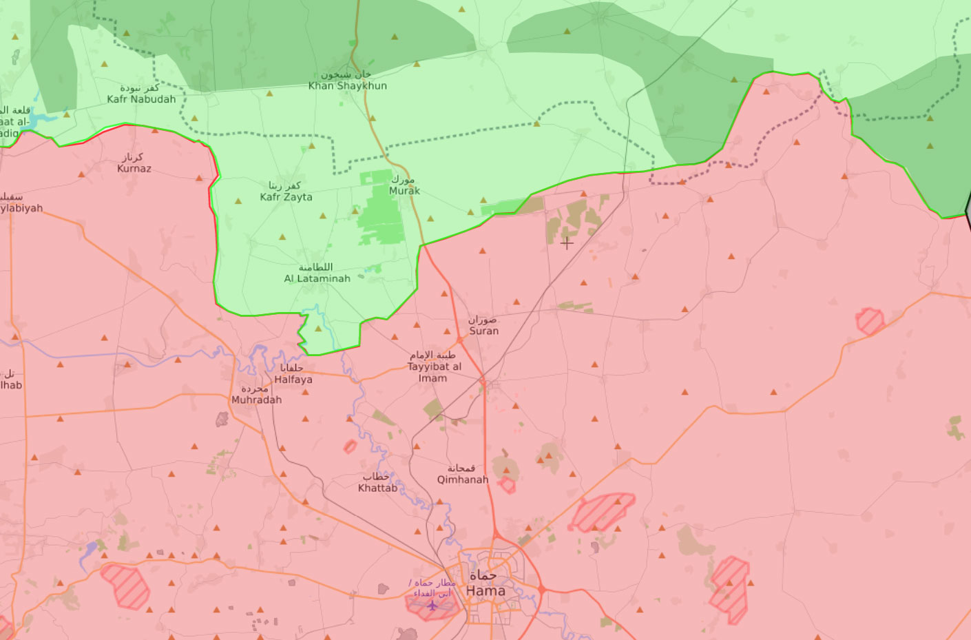 خريطة توزع السيطرة في ريف حماة - 17 كانون الأول 2017 (livemap)