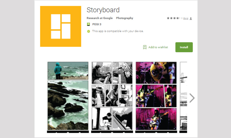 تطبيق "Storyboard" في "جوجل بلاي"