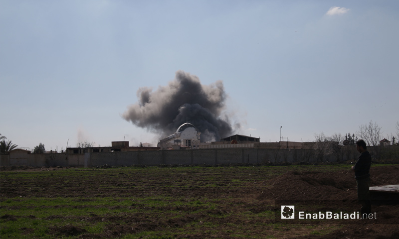 غارة جوية على بلدة حزرما بمنطقة المرج شرق الغوطة الشرقية- تشرين الثاني 2016 ( عنب بلدي)