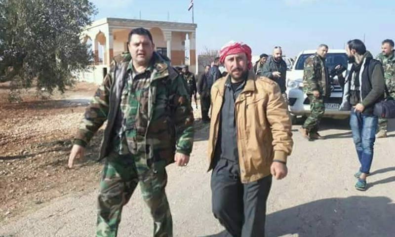حسين العلي إلى جانب قوات الأسد في ريف حلب الجنوبي - 14 كانون الثاني 2018 (تويتر)