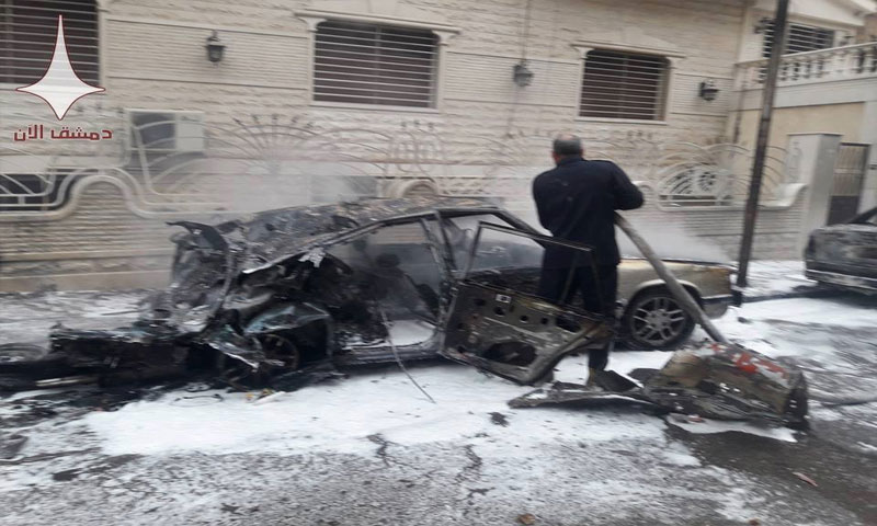 إحدى القذائف التي استهدفت شارع حلب (دمشق الآن)