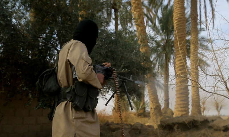 عنصر من تنظيم "الدولة الإسلامية" في محيط البوكمال جنوبي دير الزور - شباط 2018 (ولاية الفرات كما يسميها التنظيم)