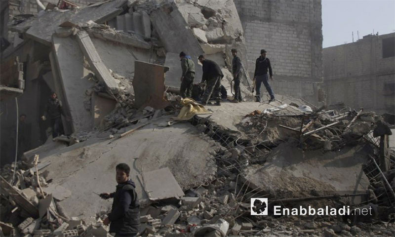 آثار القصف على بلدة حمورية في الغوطة الشرقية (عنب بلدي)