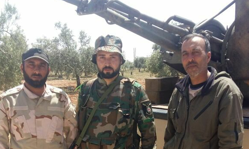 عناصر من قوات الأسد في ريف السلمية الغربي - 15 من نيسان 2018 (نسور الزوبعة في فيس بوك)