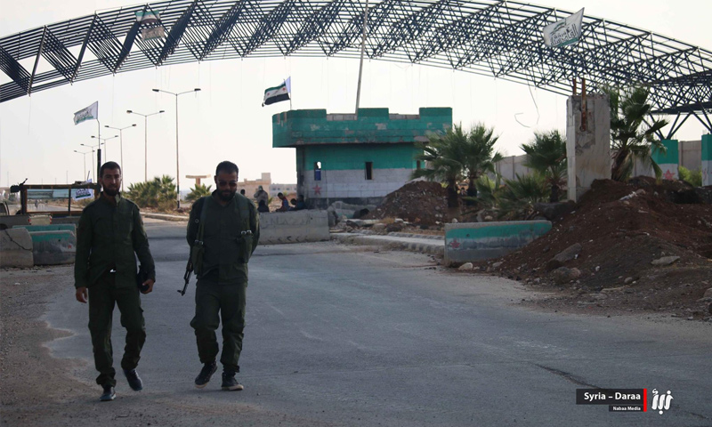 عناصر من الجيش الحر في معبر نصيب الحدودي مع الأردن - تشرين الأول 2018 (نبأ)
