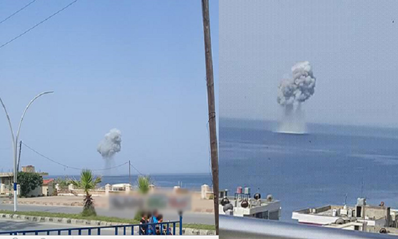 صور منقولة عن سقوط مقاتلة "سو- 30" الروسية قبالة سواحل جبلة- 3 أيار 2018 (روسيا اليوم)
