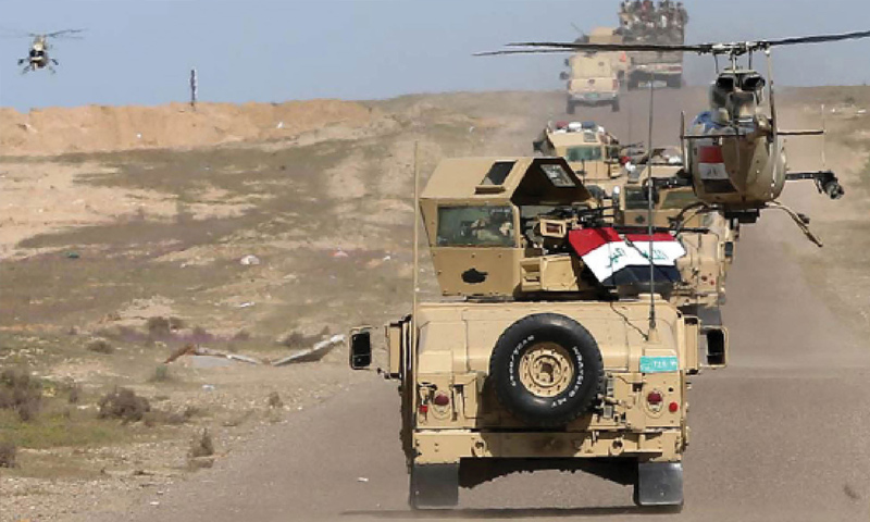 عربات عسكرية عراقية في حملة على مواقع لتنظيم الدولة على الحدود - نيسان 2017 (انترنت)