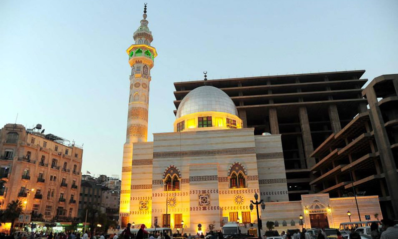 افتتاح مسجد سيف الدين يلبغا (أمام المجمع) في ساحة المرجة بدمشق - 28 تشرين الأول 2014 (سانا)