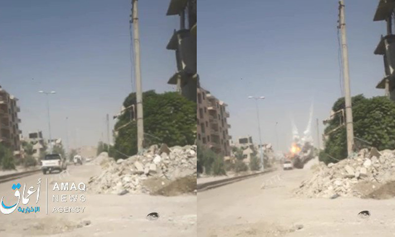استهداف آلية لقوات سوريا الديمقراطية في مدينة الرقة من قبل تنظيم الدولة - 21 من آب 2018 (أعماق)