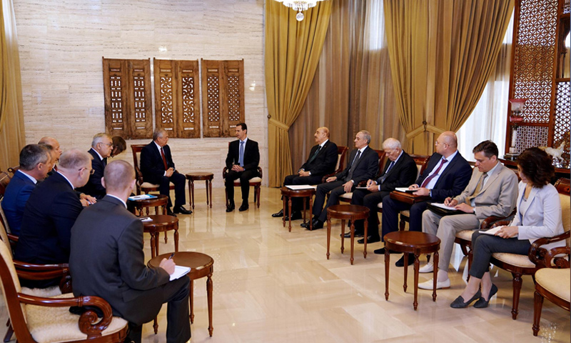وفد روسي يلتقي الأسد في دمشق- 20 تشرين الأول 2018 (سانا)