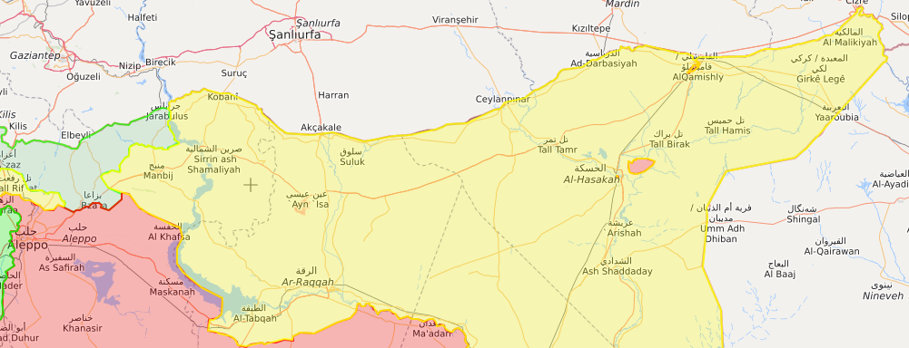 خريطة السيطرة شمال شرقي سوريا - 7 تشرين الثاني 2018 (Livemap)