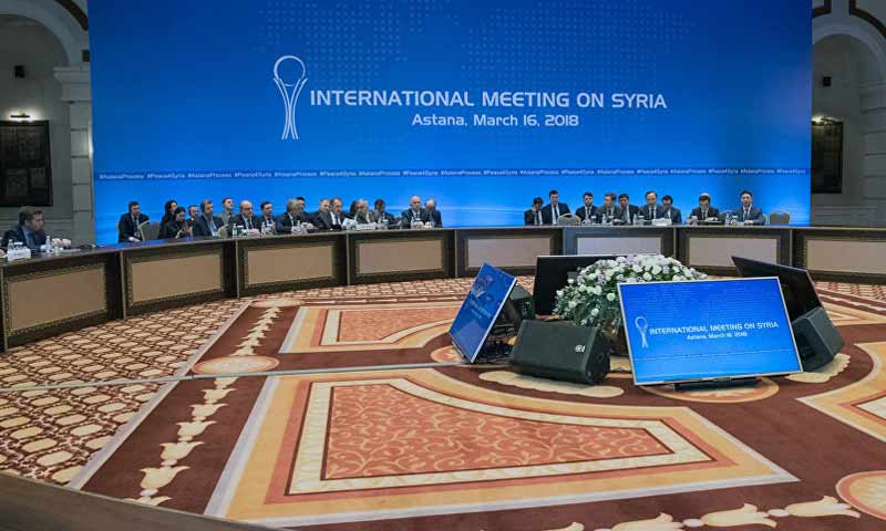 جولة محادثات أستانة حول سوريا بمشاركة روسيا وتركيا وإيران في أذار 2018 بسوتشي (سبوتنيك)
