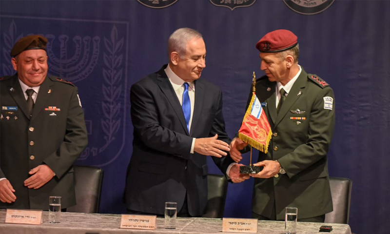 نتنياهو في مراسم تنصيب رئيس الأركان العامة الإسرائيلي - 15 من كانون الثاني 2018 (كوبي ريختر TPS)