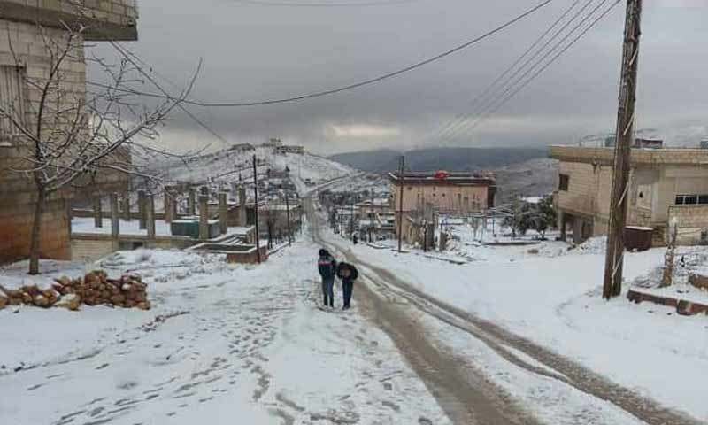 الثلوج في قرية هريرة بمنطقة وادي بردى بريف دمشق 14 شباط 2019 (دمشق الآن)