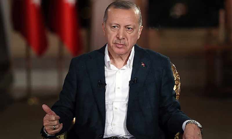 الرئيس التركي رجب طيب أردوغان خلال لقاء تلفزيوني على قنوات TRT 2 شباط 2019 (TRT)