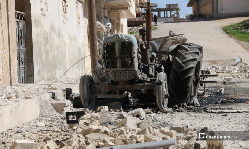آثار القصف على مدينة خان شيخون في إدلب – 18 من شباط 2019 (عنب بلدي)