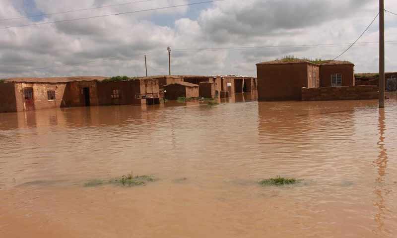 فيضانات تغمر المنازل في قرى تل حميس بريف القامشلي 26 آذار 2019 (وكالة هاوار)