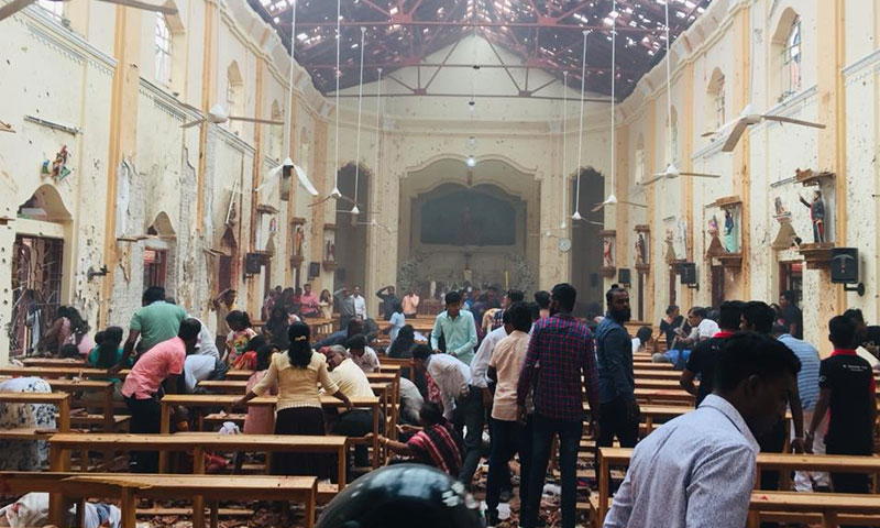 كنيسة القديس سيباستيان في سيرلانكا عقب التفجير فيها - 21 نيسان 2019 (صفحة الكنيسة في فيس بوك)