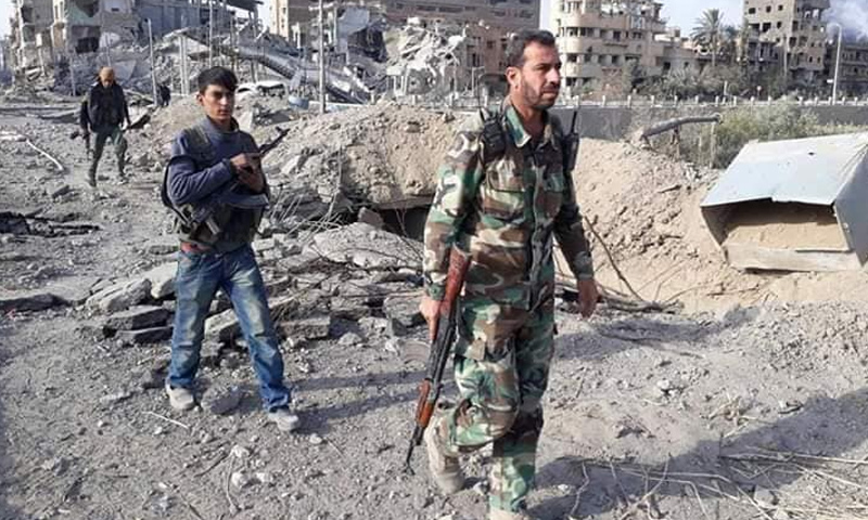 القيادي في قوات النمر إبراهيم الخليل في أثناء معارك الغوطة الشرقية - (قمحانة الآن)