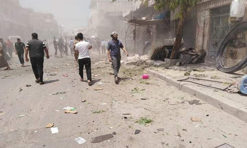 الآثار التي خلفها انفجار دراجة مفخخة في الباب بريف حلب الشرقي - 22 من حزيران 2019 (المحرر اليوم/ فيس بوك)