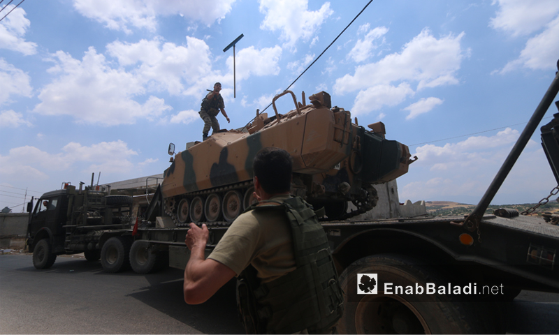 رتل تركي يدخل إلى نقطة المراقبة التركية في شير المغار بريف حماة الغربي- 15 من حزيران 2019 (عنب بلدي)
