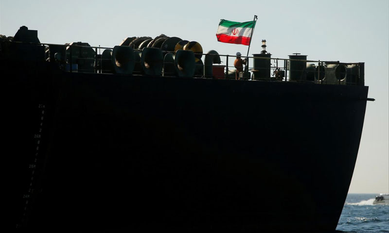 ناقلة النفط الإيرانية غريس 1 في جبل طارق - 18 آب 2019 (رويترز)