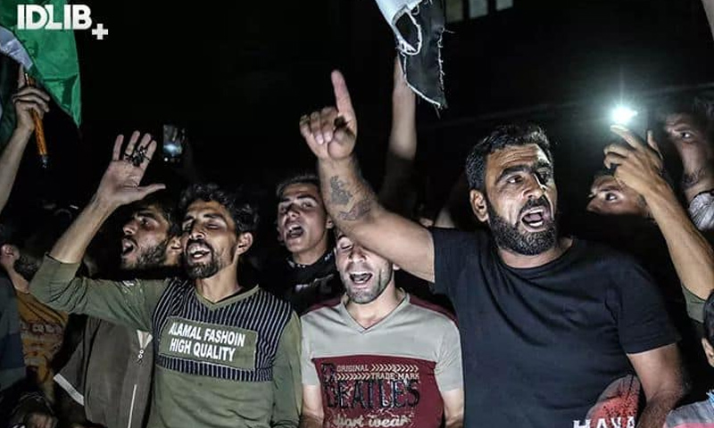 مظاهرات في معرة النعمان مناهضة لهيئة تحرير الشام وحكومة الإنقاذ - 2 من أيلول 2019 (idleb+)