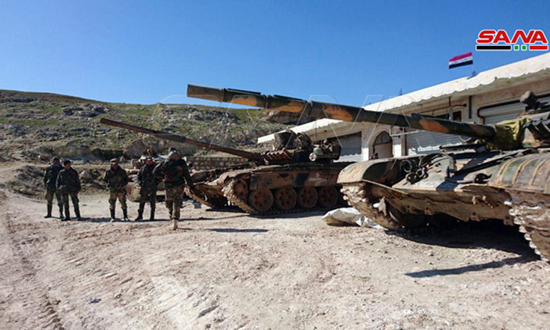 دبابات قوات النظام بعد السيطرة على تل العيس - 9 شباط 2020 (سانا)دبابات قوات النظام بعد السيطرة على تل العيس - 9 شباط 2020 (سانا)