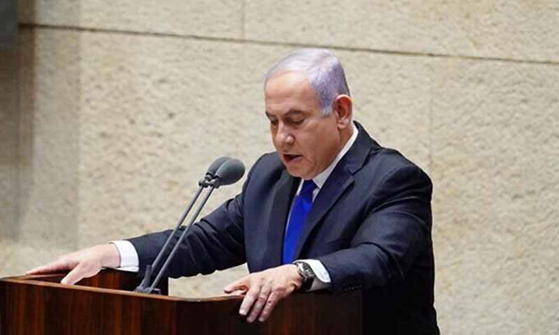 نتنياهو أمام الكنيست 17 من أيار 2020 (تايمز أو إسرائيل)