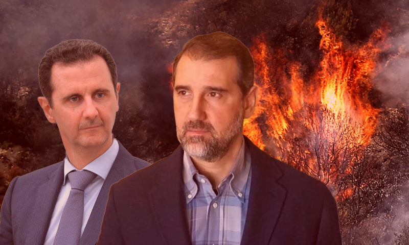 رئيس النظام السوري بشار الأسد وابن خاله رجل الأعمال رامي مخلوف (تعديل عنب بلدي)