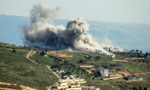 تصاعد الدخان نتيجة قصف إسرائيلي جنوبي لبنان- نيسان 2024 (AFP)