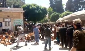 اعتداء "الأمن العام" على خيمة اعتصام في إدلب - 14 من أيار 2024 (متداول/ مرصد إدلب)