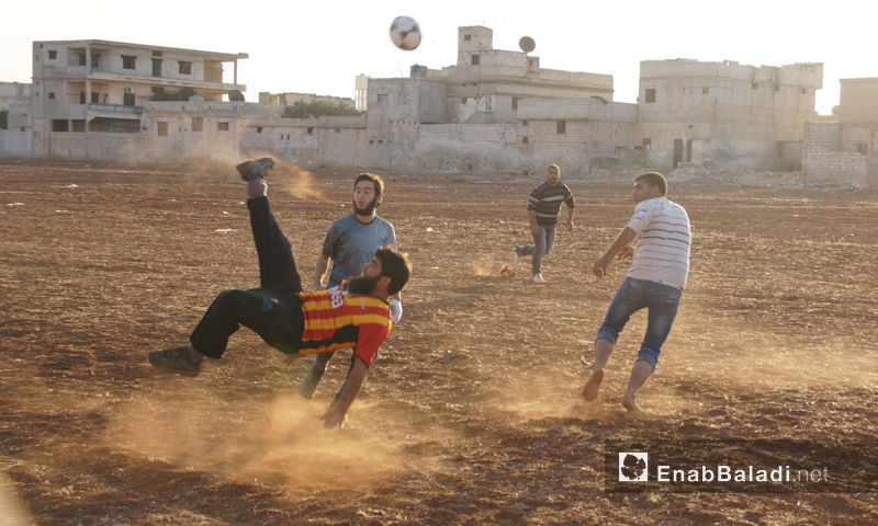 Sport activity in Idlib countryside on Playground - November 2016 (Enab Baladi)