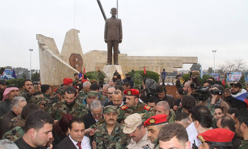 Unveiling of the statue of Hafez al-Assad in the city of Hama, 13 February 2017 (Facebook)